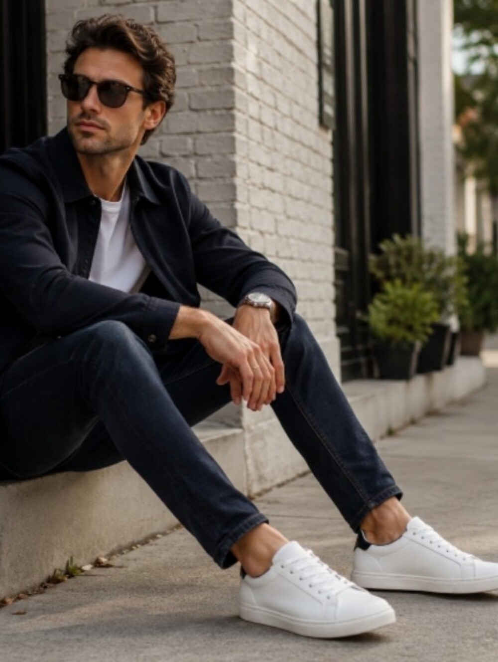 DSV White Leather Low Top Lace Up Sneakers Minimalist Made In Portugal Size 41